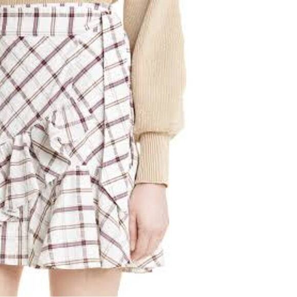 Veronica Beard Memphis Mini Skirt Size 2 XS White Plaid Ruffle NEW NWT - Picture 1 of 11